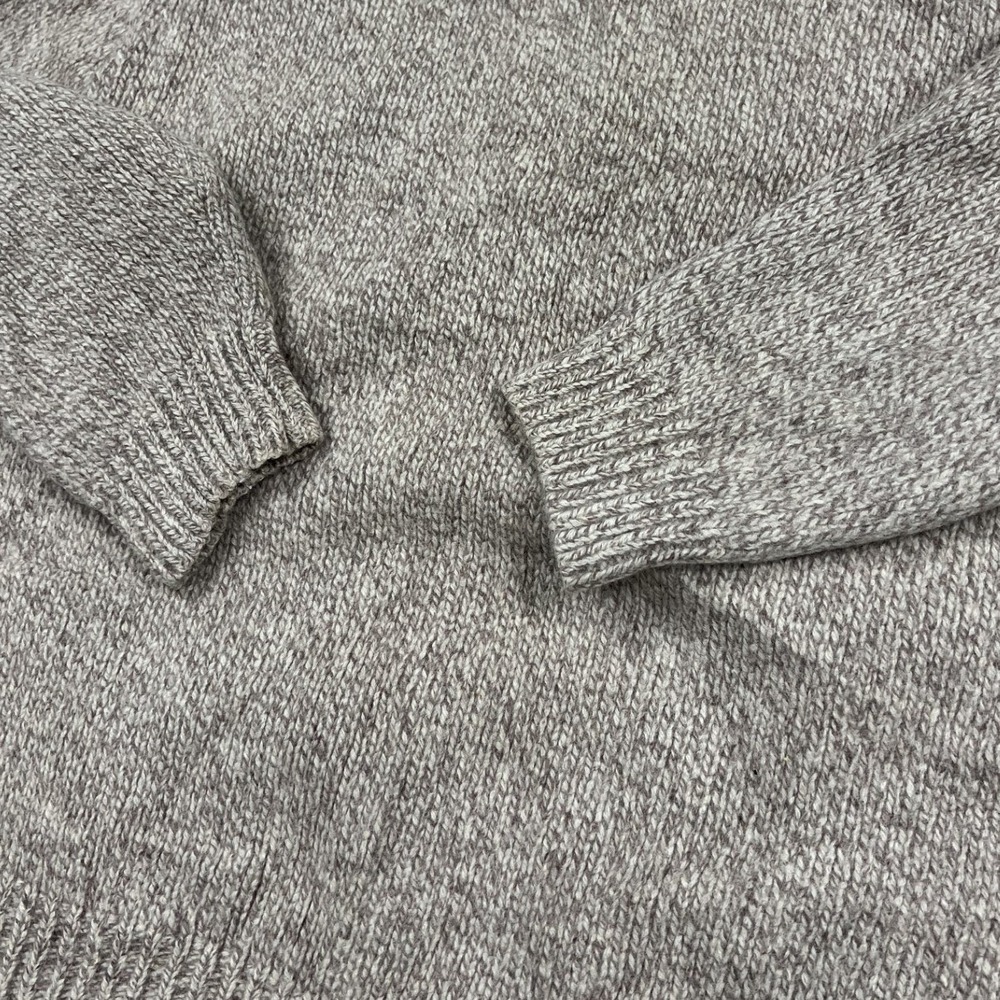 L.L. Bean Mock Neck Sweater Mens L Brown 100% Lambswool Button Pullover Marled - Picture 5 of 7